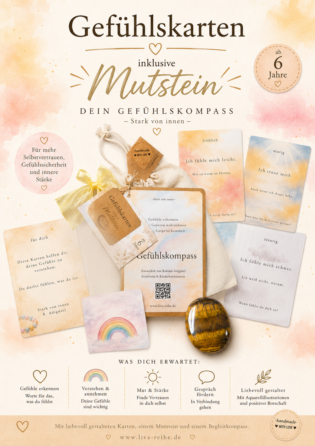 Gefühlskompass - Gefühlskarten inklusive Mutstein