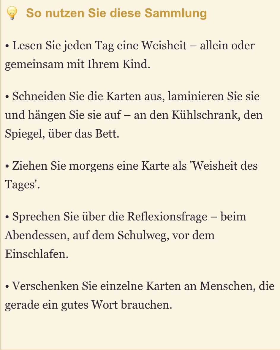 20 stärkende Weisheiten für Herz und Seele zum Audrucken und Ausschneiden (PDF-Download)